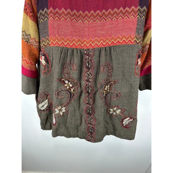 Soft Surroundings Floral Wool Cardigan Sweater Open Front 3D Knit Size XL Boho - Picture 14 of 14